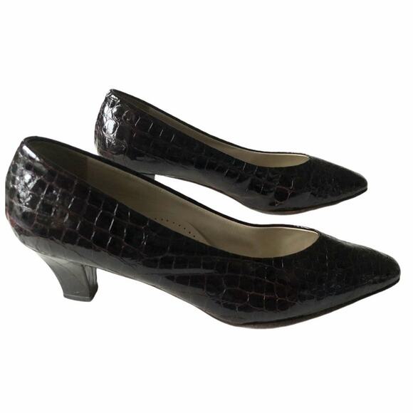Bally Crocodile Pump Patent Brown Leather 10 VTG - Picture 8 of 11